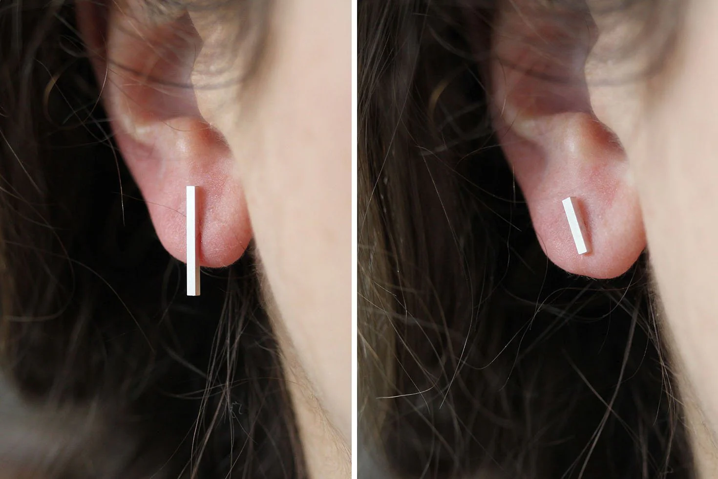 Asymmetrical Bar Post Earrings - Image 4