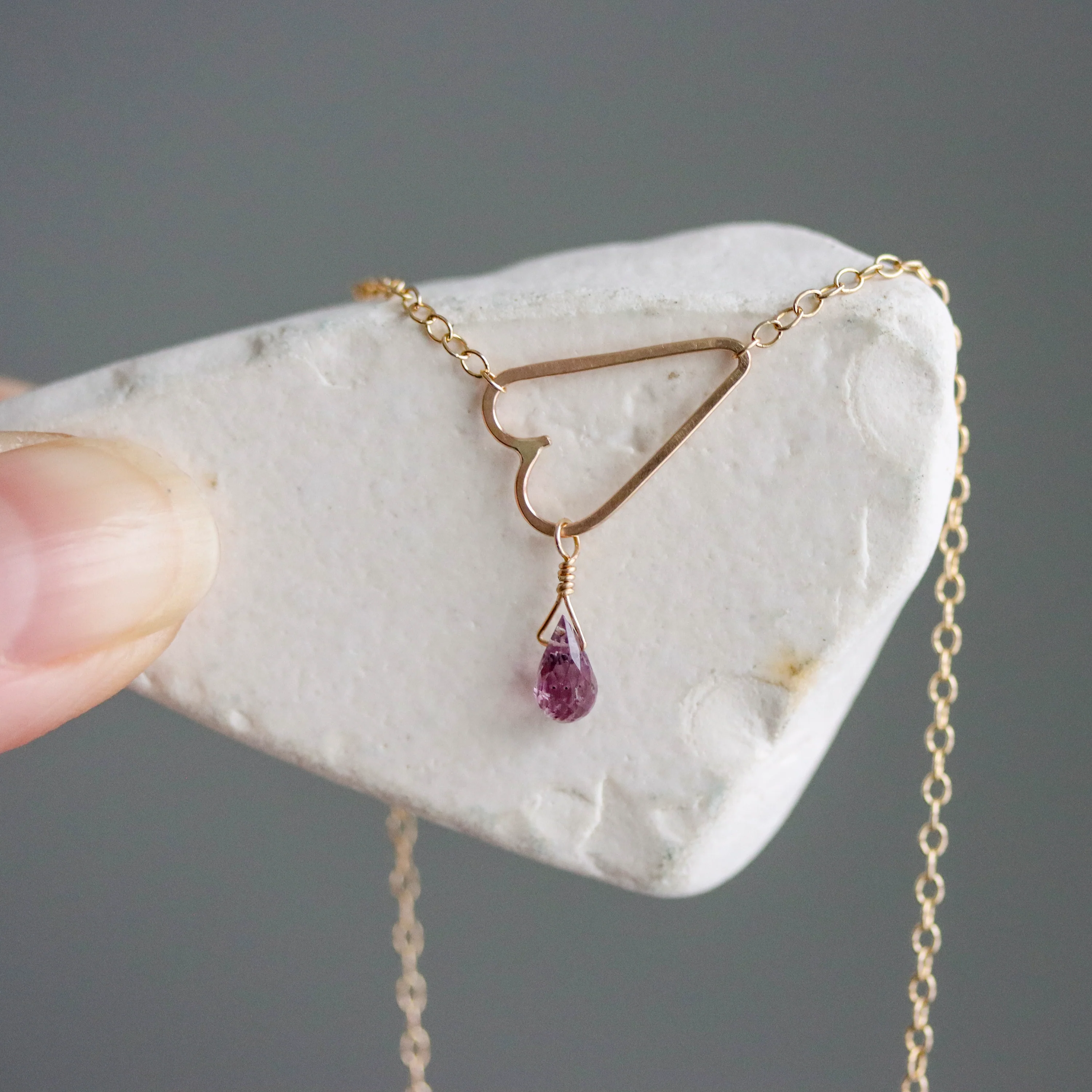 Cora Heart Necklace With Spinel Drop - Image 4