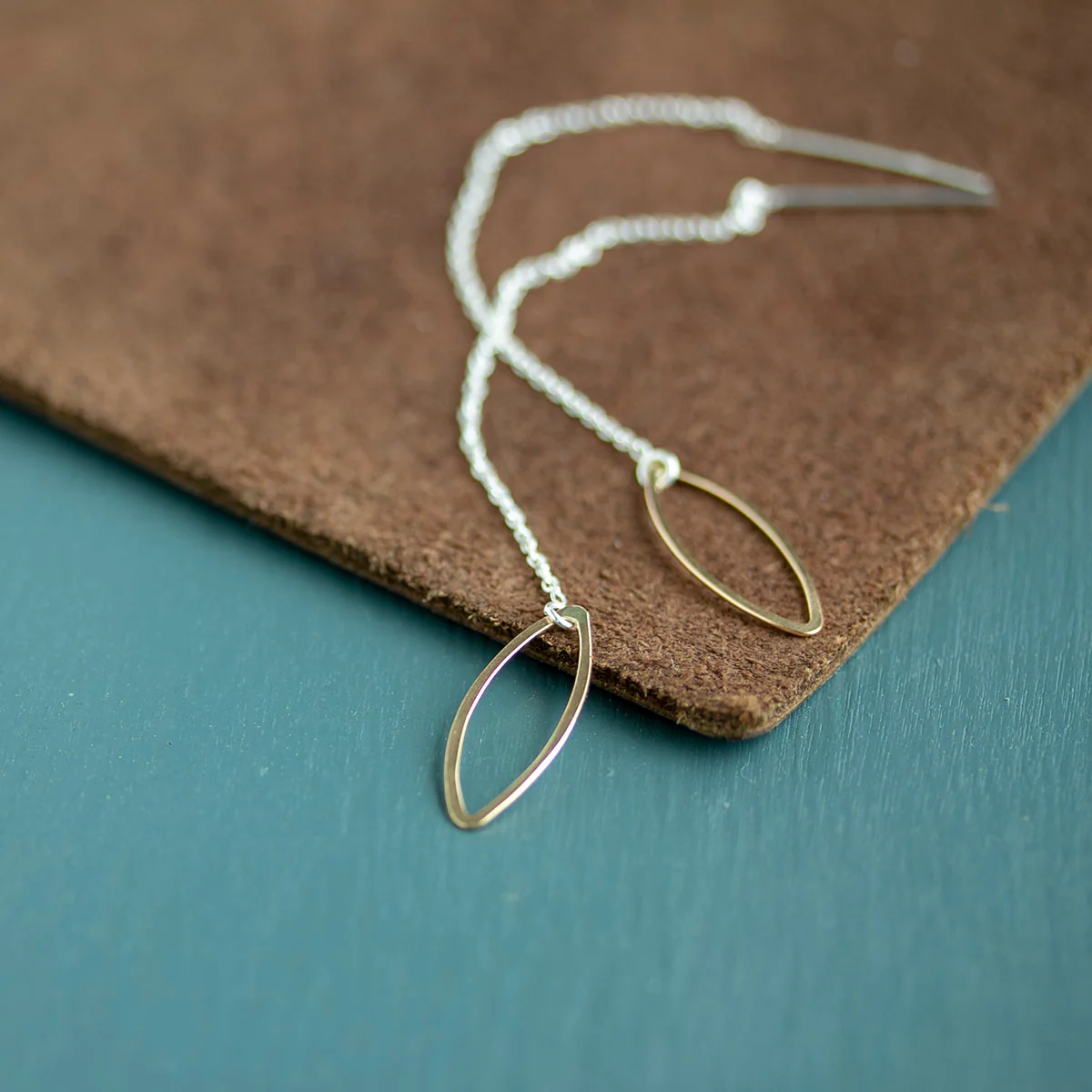 Ellipse and Chain Threader Earrings - Image 3