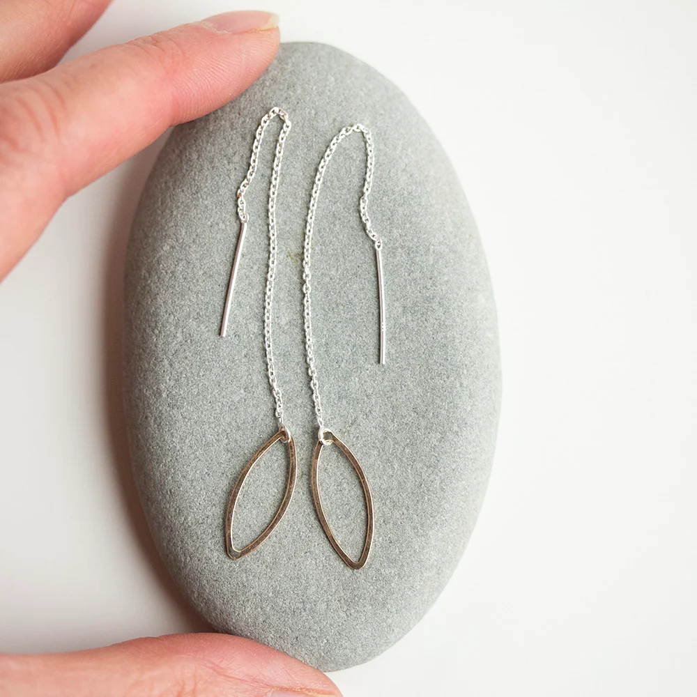 Ellipse and Chain Threader Earrings - Image 4