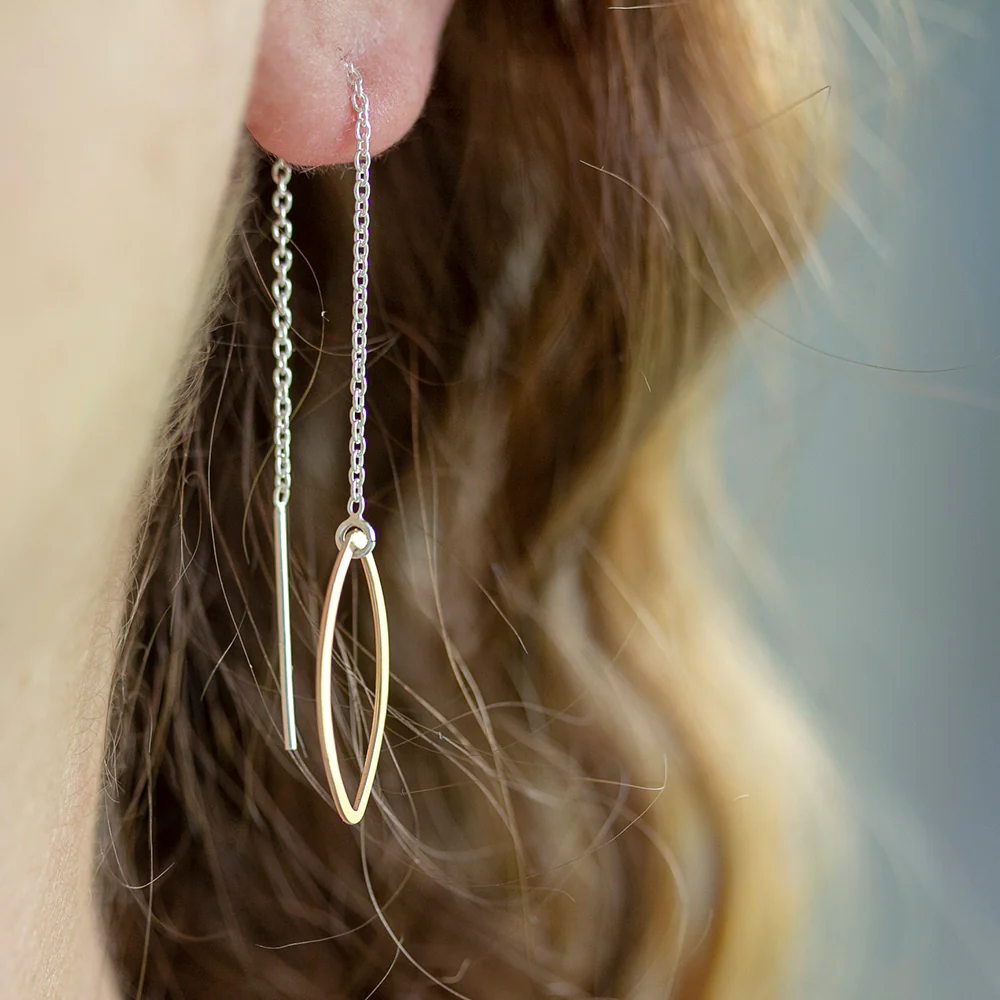 Ellipse and Chain Threader Earrings - Image 5
