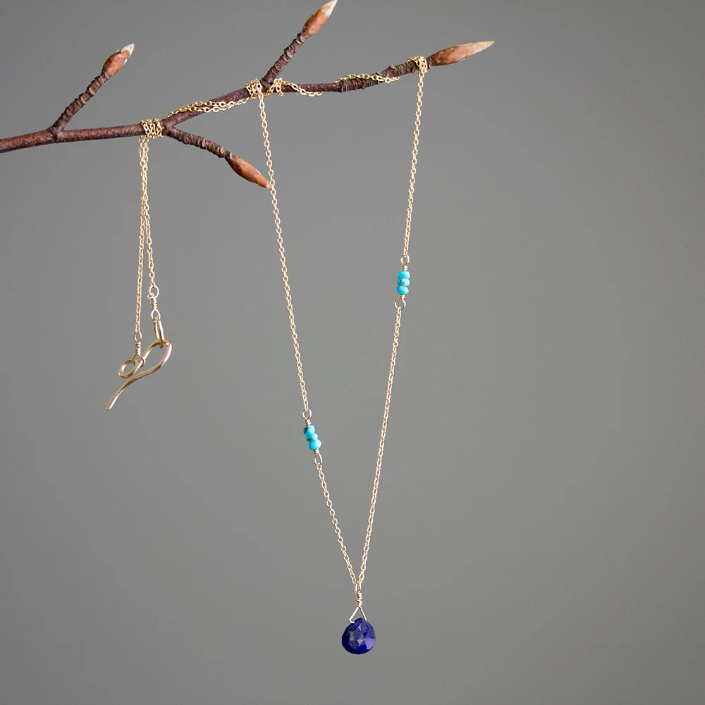 Lapis Lazuli Necklace With Turquoise Details - Image 3