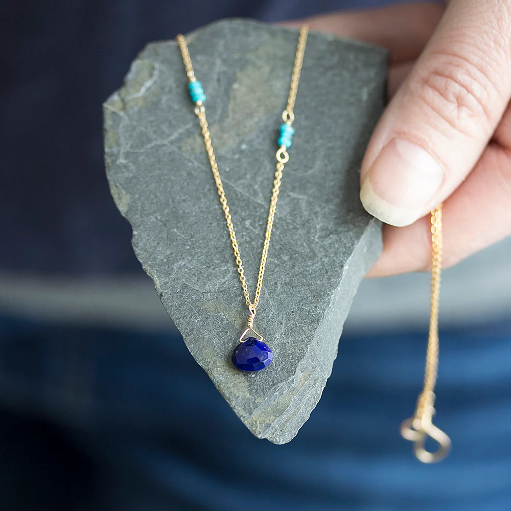 Lapis Lazuli Necklace With Turquoise Details - Image 5